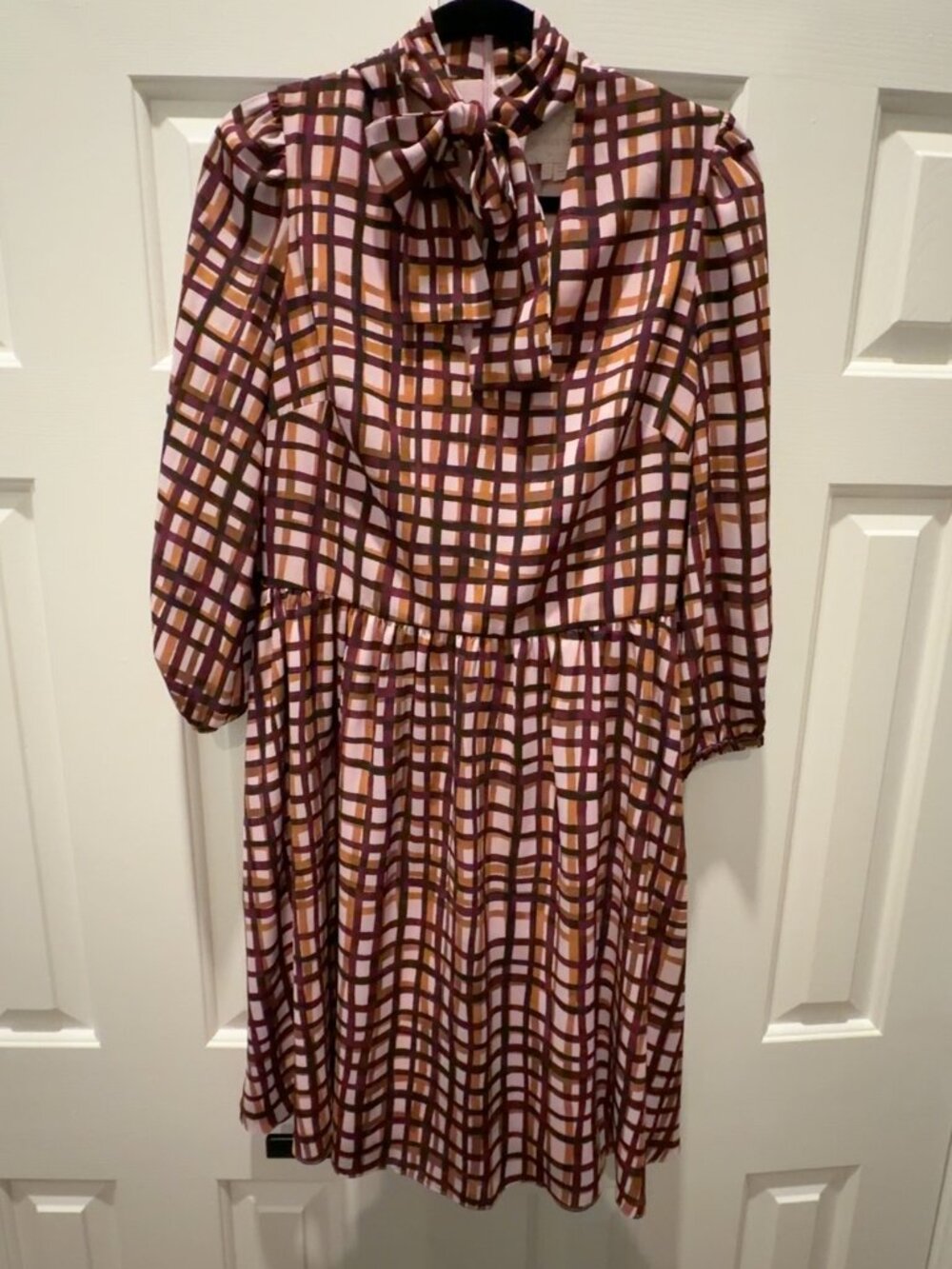 Gal Meets Glam Plaid Bow Midi Dress Size 8